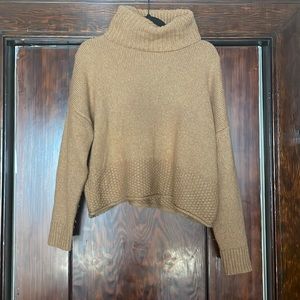 Madewell Tan Knit Turtle Neck Crop Sweater
